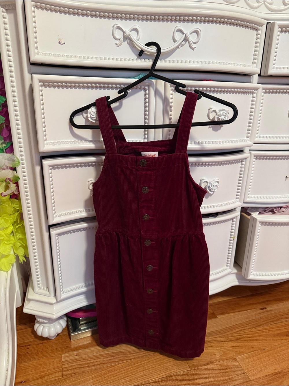 Cat & Jack Burgundy Corduroy Button-Front Pinafore Dress